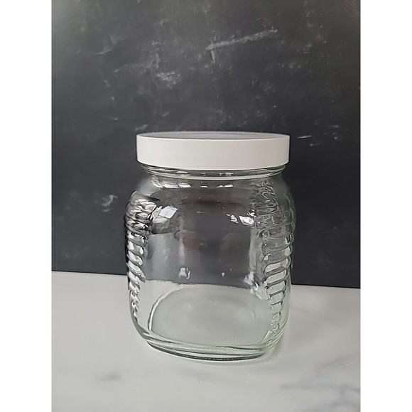 Lidded Clear Glass Jar With Chalk Board Label - Picture 3 of 10